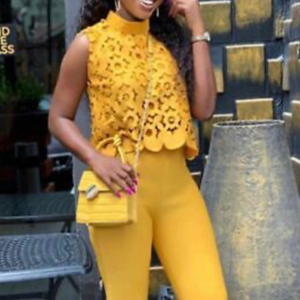Yellow /blush summer track suit